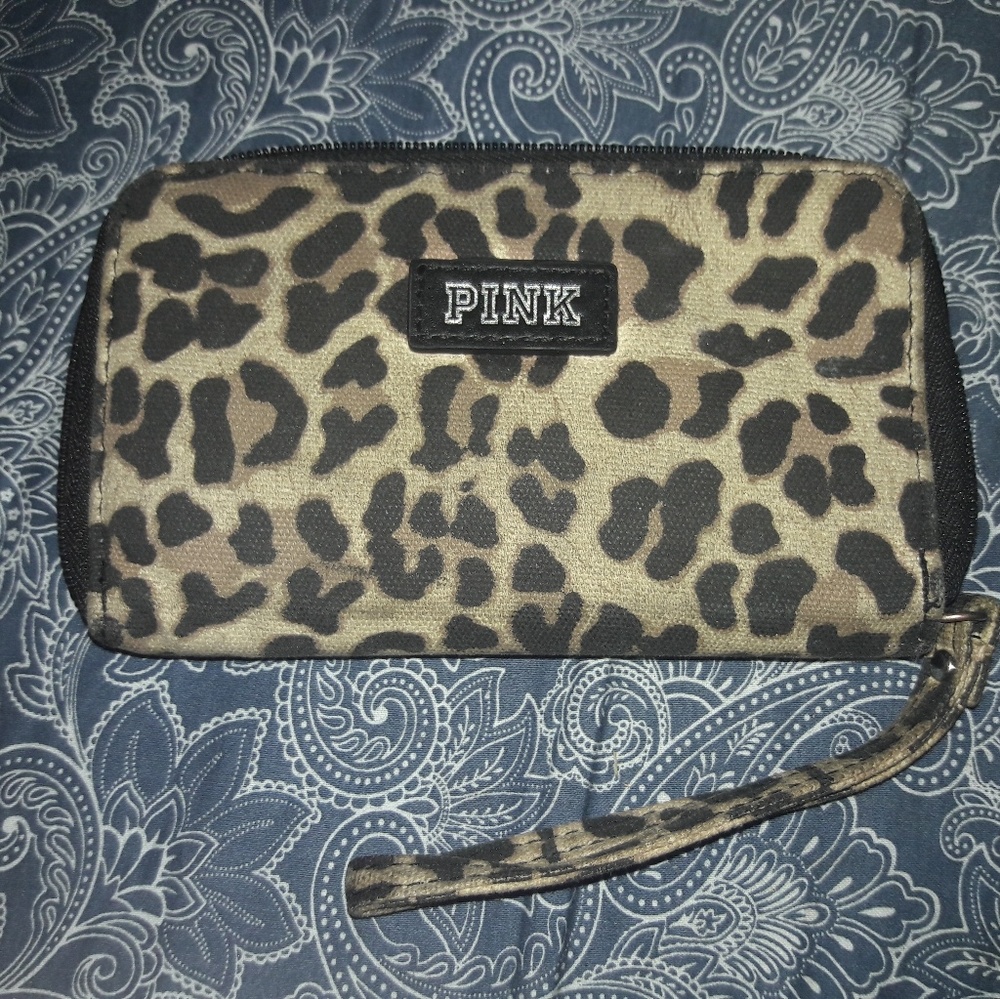PINK Animal print wristlet wallet
